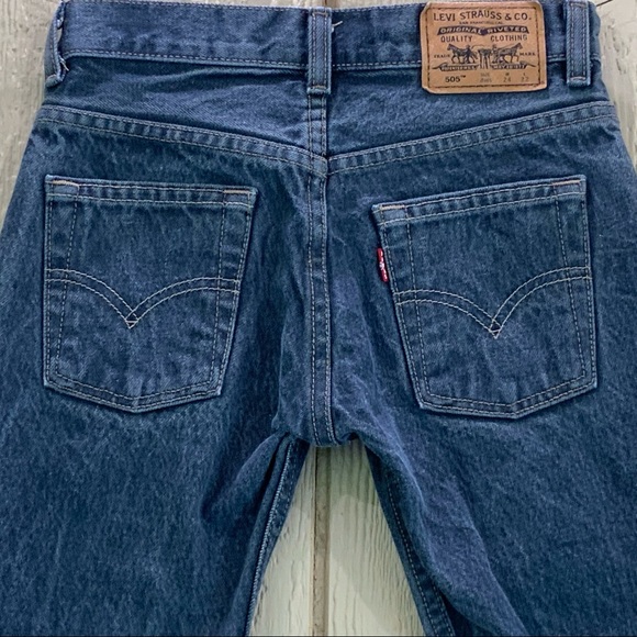LEVI’S 505 Dark Blue Jeans Youth 8 Regular 24x22 Red Tab Denim Cotton Pants - Picture 6 of 6